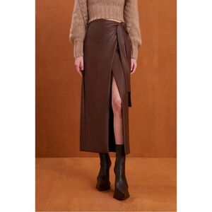 NWT Cult Gaia Faux-Leather Midi High-Waist Kyarah Wrap Skirt